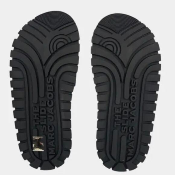 Marc Jacobs Slides Womens Size 6 Black Logo Slip On Sandals Designer Pool NEW - Picture 10 of 15